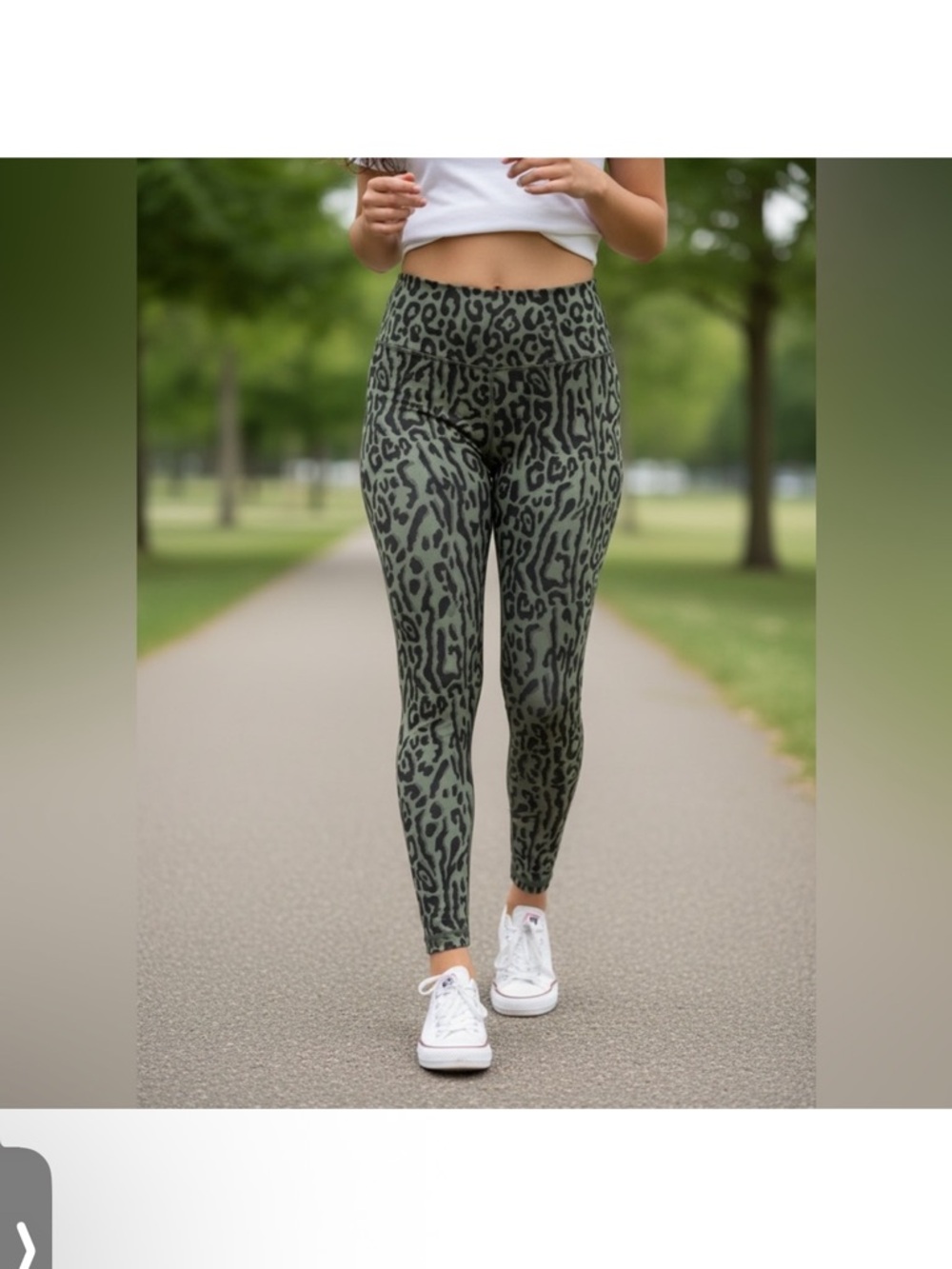 One Step Ahead Olive Leopard High-Rise Leggings